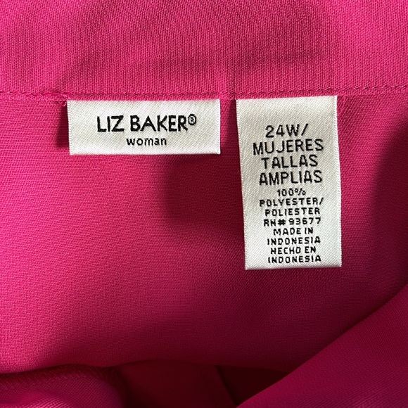 Liz Baker Woman Princess Cut Dressy Button Up Women’s Size 24W Pink Blouse - Picture 11 of 12
